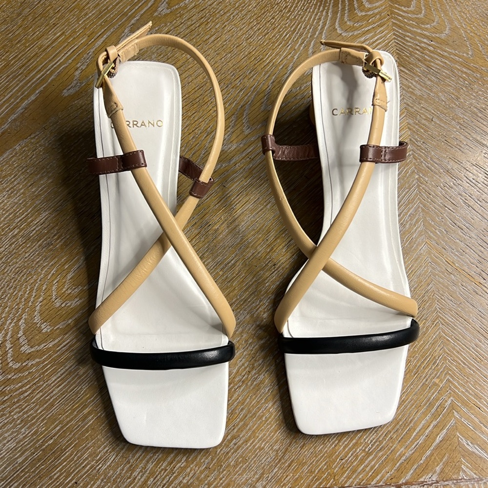 CARRANO White Wide Toe Heel Sandals 7 - Picture 2 of 11